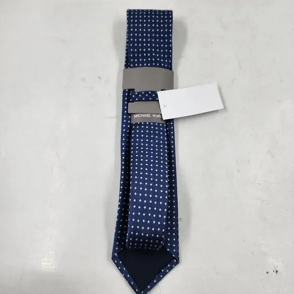 MICHAEL KORS Classic Simple Small Square Print Neck Tie Men's One Size Navy - Picture 7 of 13